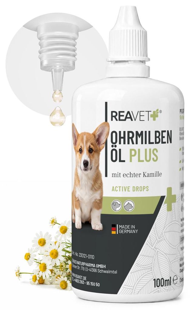 REAVET Ohrmilbenöl Plus 100ml sofort wirksames Mittel für Produktbild 