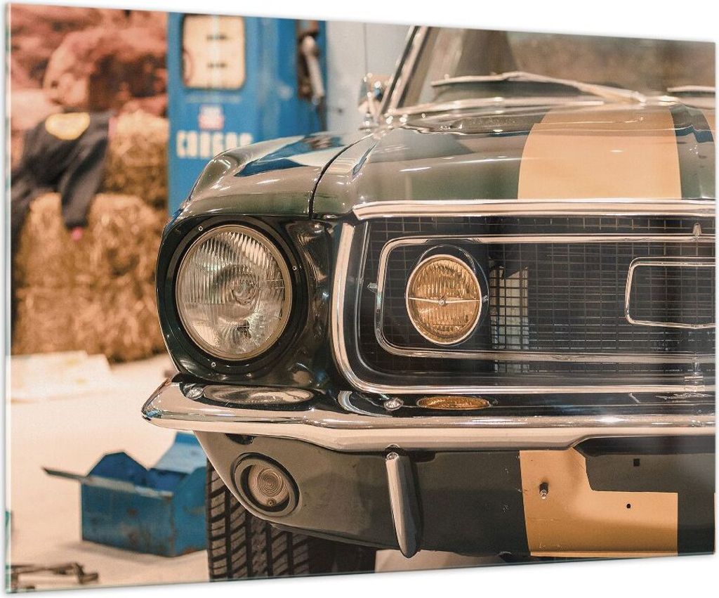 Bilder auf glas - Einteilig - Abdeckung Ford Mustang - 100x70cm - Glasbilder - Wandbilder - Bilder - zum Aufhängen bereit - Wanddekoration aus Gla...