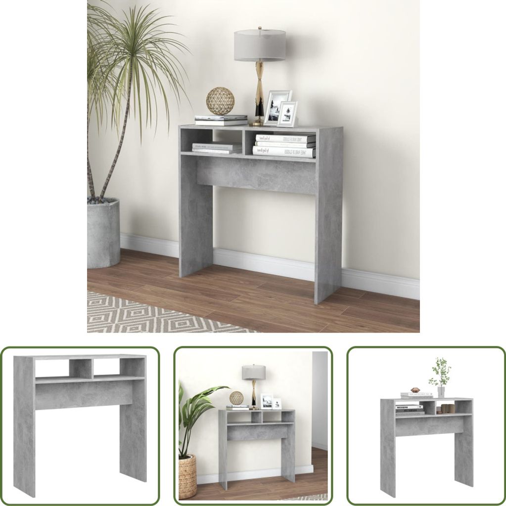 The Living Store Konsolentisch Betongrau 78x30x80 cm Holzwerkstoff