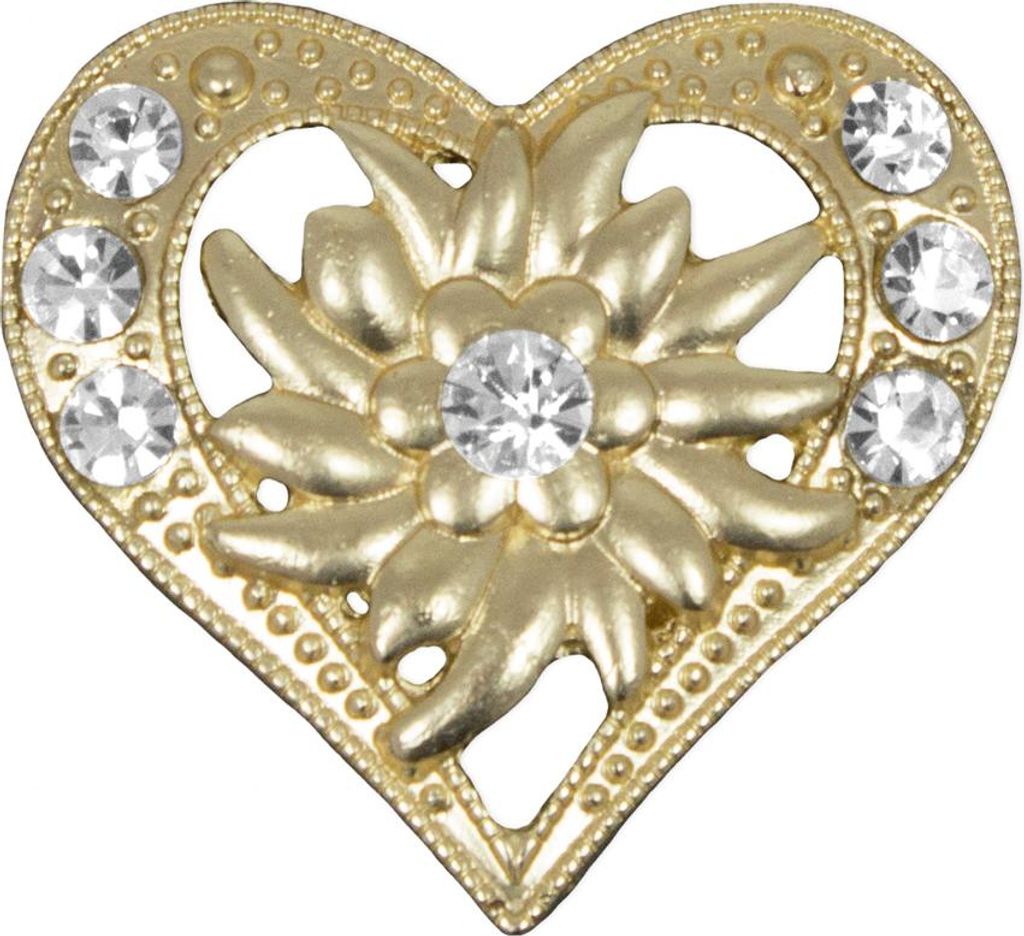 Magnet Brosche Tuchhalter - Gold Herz mit Strass