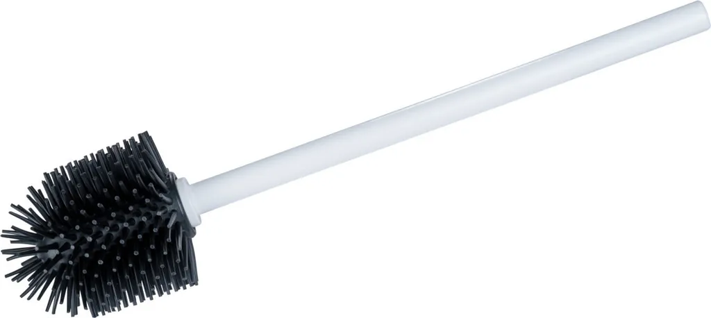 Brosse toilette silicone manche antibactérien - Tête flexible grise