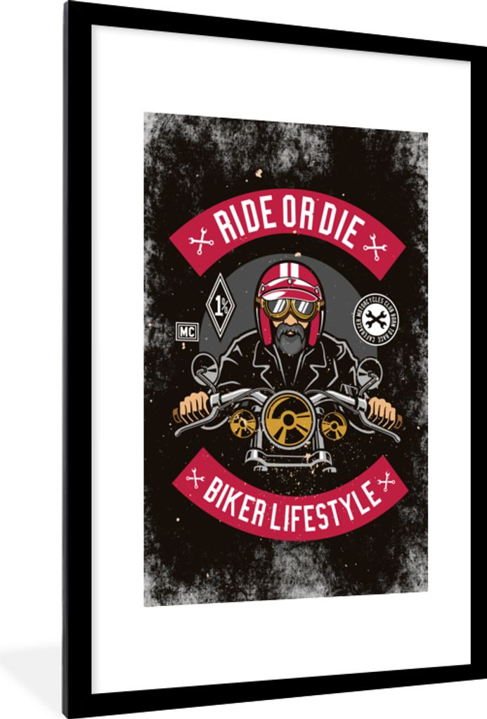 MuchoWow MuchoWow Gerahmtes Poster Mancave - Motor - Männer - Retro 60x90 cm - Poster mit zchwarzem Bilderrahmen - Dekoration - Wandposter Woh...