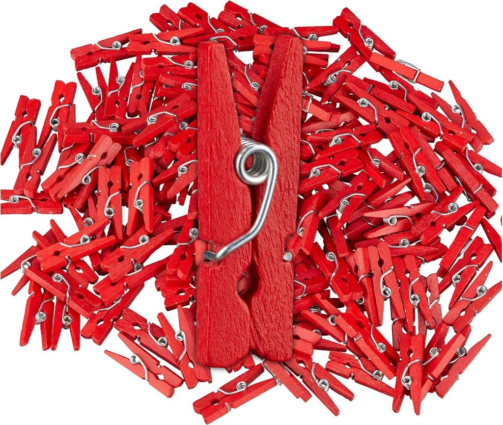 Mini Holz-Wäscheklammern - Set von 400 - Rot