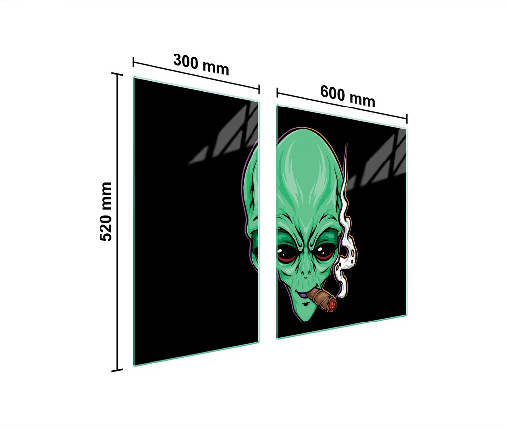 Set 2 Copri Fornelli Vetro 90x52 Design UFO Verde | Tagliere Moderno