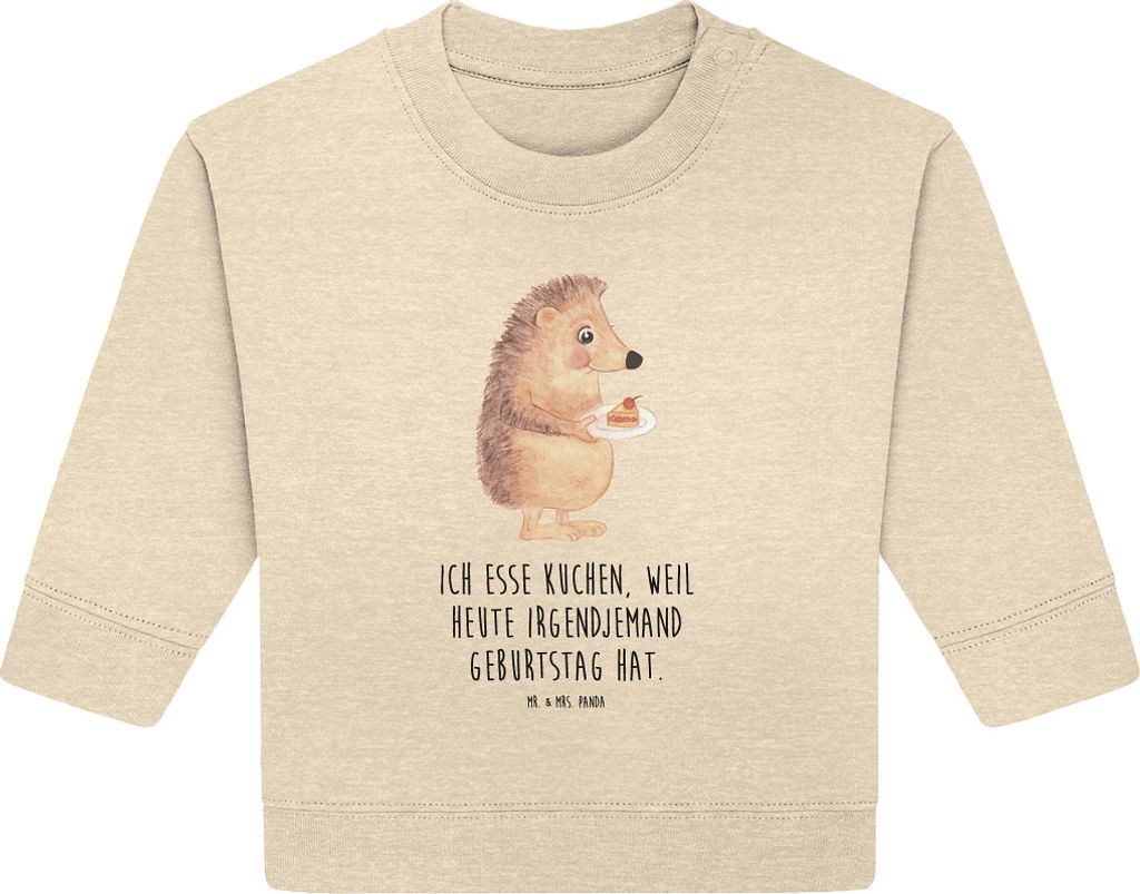 Mr. & Mrs. Panda Organic Baby Pullover Igel Kuchenstück 6. - 12. Monat - Natural Raw - Geschenk, Kuchen, Backen, Lustige Sprüche, Torte, Essen Sp...