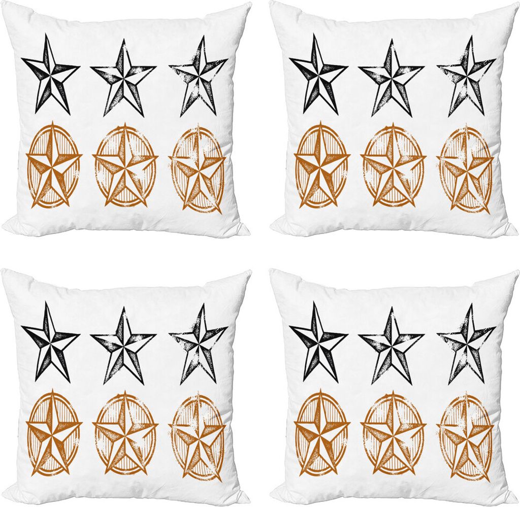 ABAKUHAUS Texas Star Kissenbezug Set (4 Stück), western-Muster, Moderner Doppelseitiger Digitaldruck, 45 cm x 45 cm, Pale Brown White