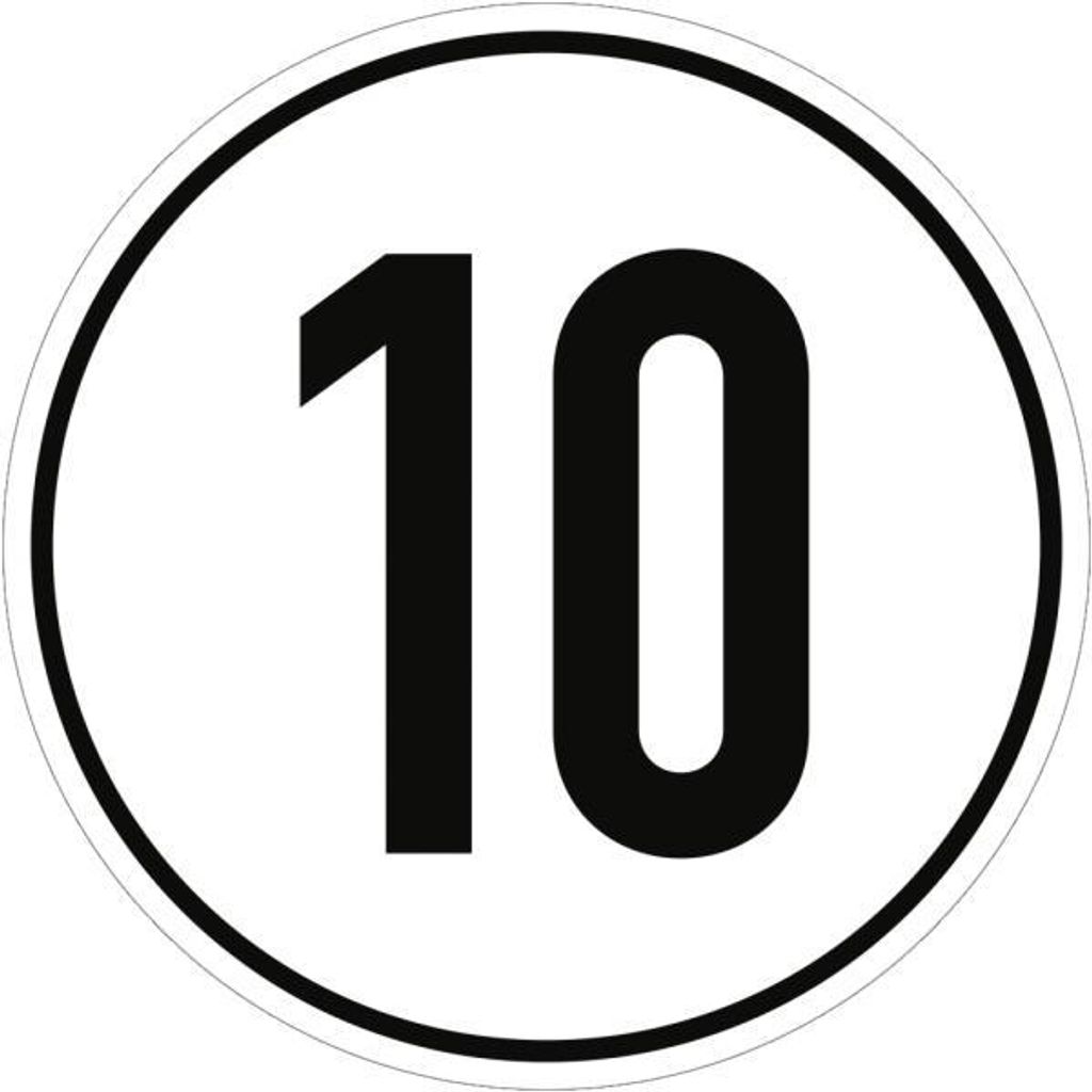 Dreifke Aufkleber Geschwindigkeitsschild, 10 km/h, Folie, Ø 200 mm