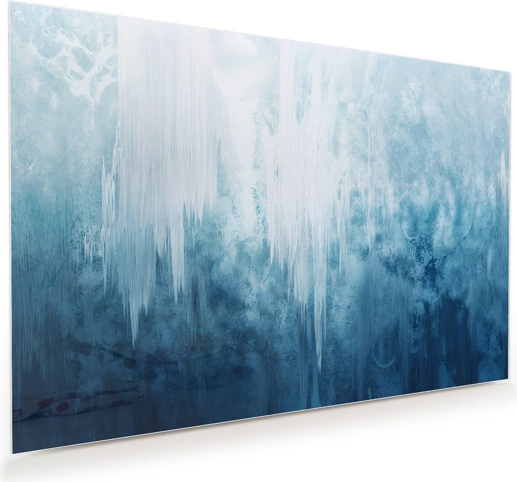 Glasbild 75x50cm in XXL für Wohnzimmer, Schlafzimmer Motiv Gefrorener Wasserfall