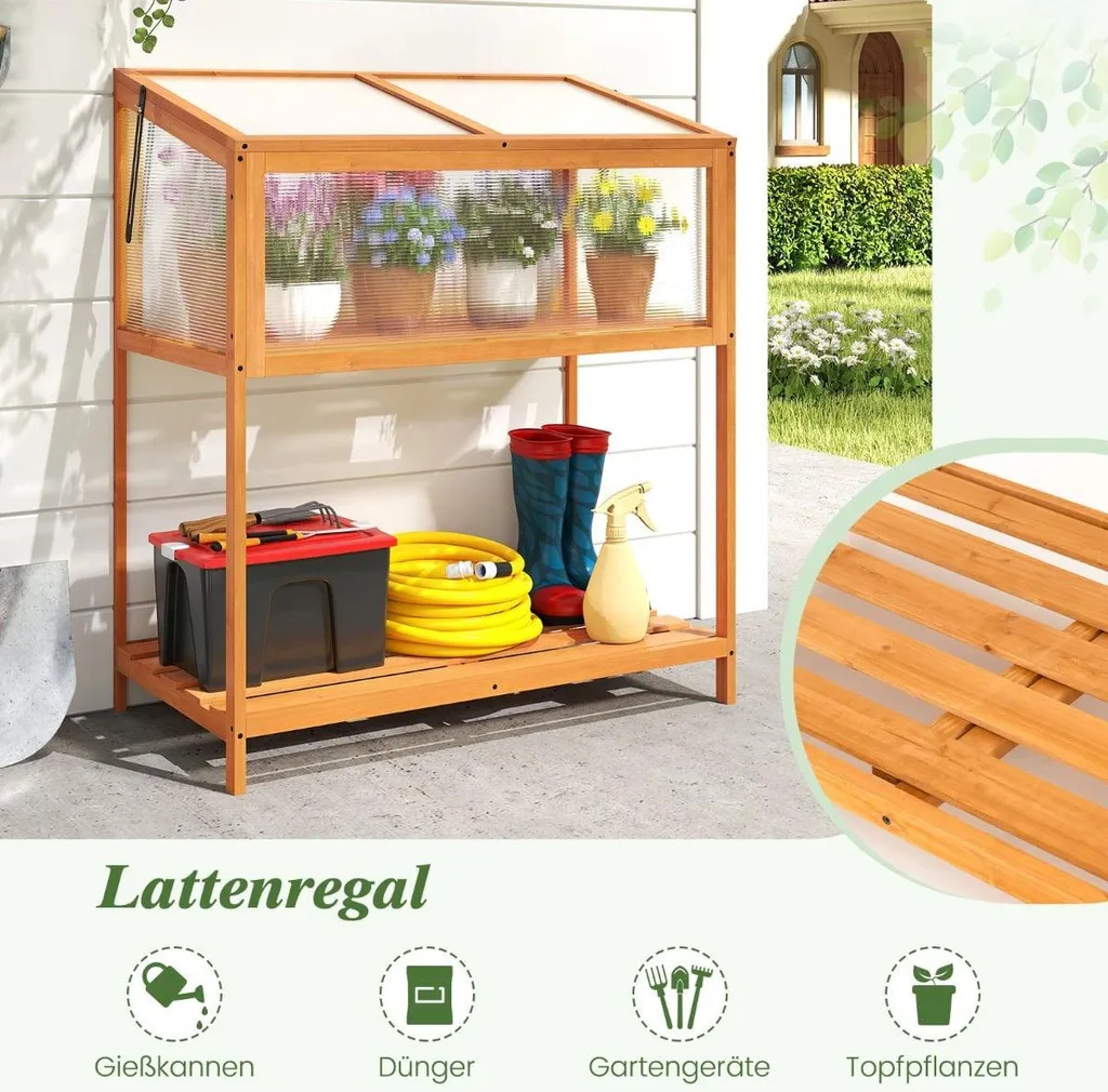 Potager de balcon surélevé en bois avec couvercle serre modulable - 5
