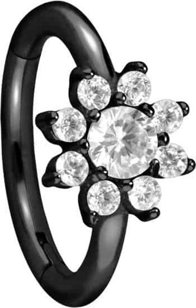 Ohrpiercing, Nasenpiercing, Septum Piercing Chirurgenstahl Segmentring Clicker KRISTALLBLUME