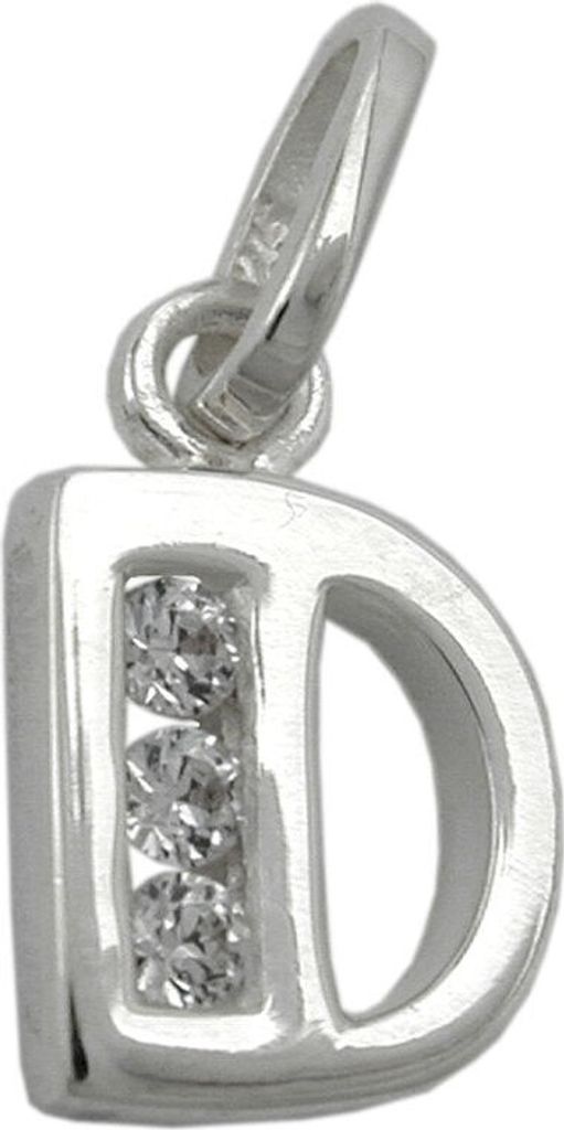 Anhänger Buchstabe D mit Zirkonia aus echtem 925 Silber Damen Silberanhänger
