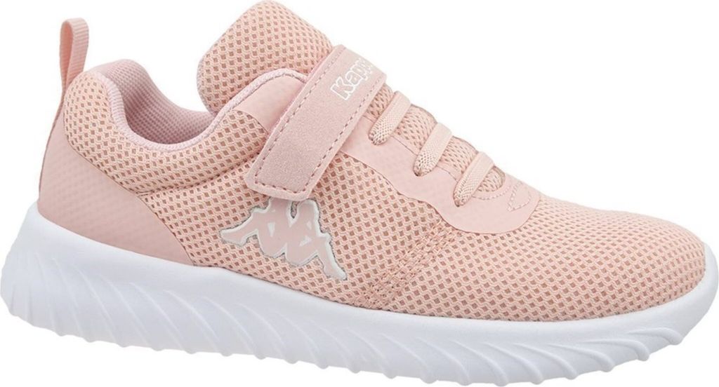 A single pink and white Kappa sneaker is shown against a white background.