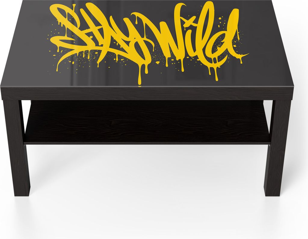 DEQORI Couchtisch 90x55 cm Schwarz 'Wilde Straßenkunst' Glas Beistelltisch Glastisch modern