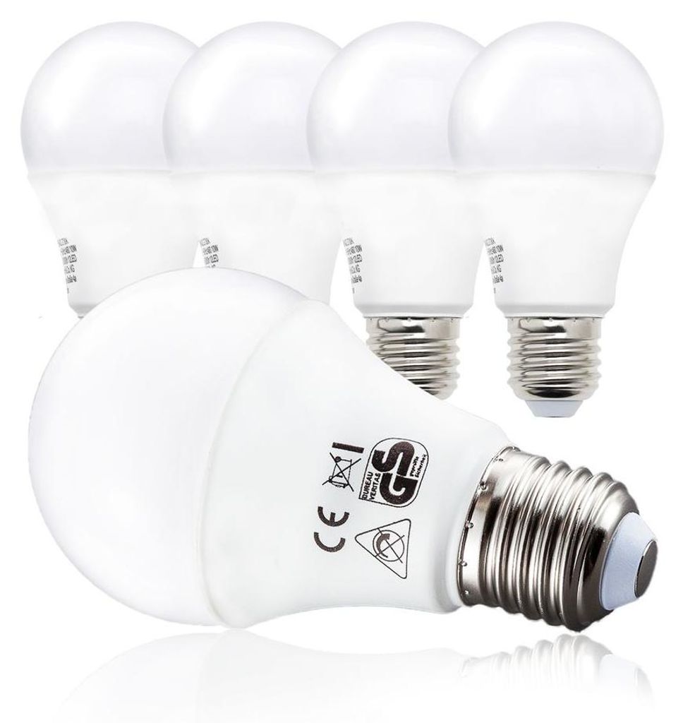 B.K.Licht Lot de 5 ampoules LED E27 A60 blanc 9W 806lm Image du produit 