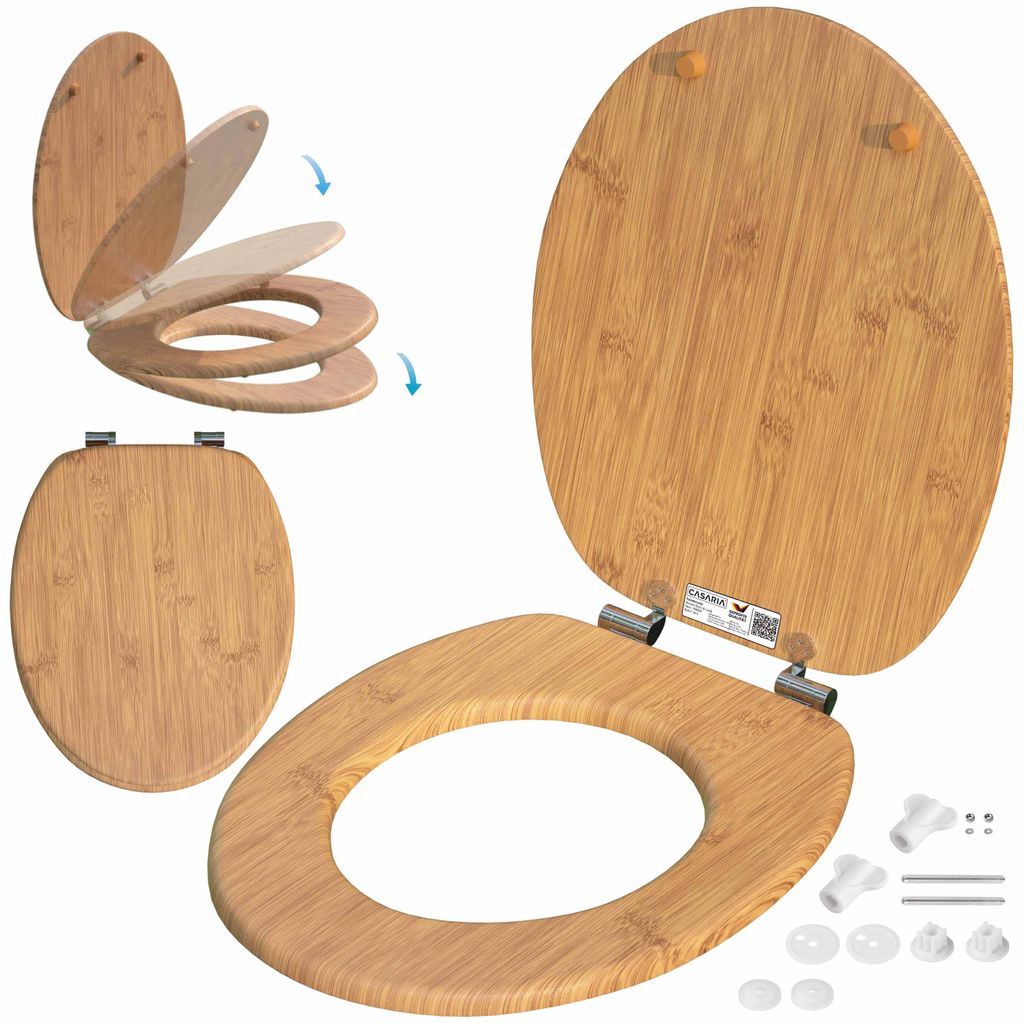 CASARIA® Abattant WC Frein de Chute Forme O en Bois MDF - Image du produit 