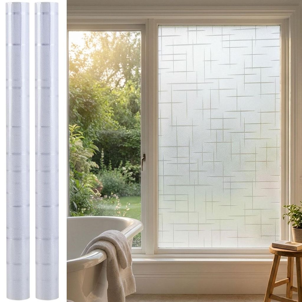 2er-Set 3D Sichtschutzfolie Kreuzdesign für Fenster 45x200 Produktbild 