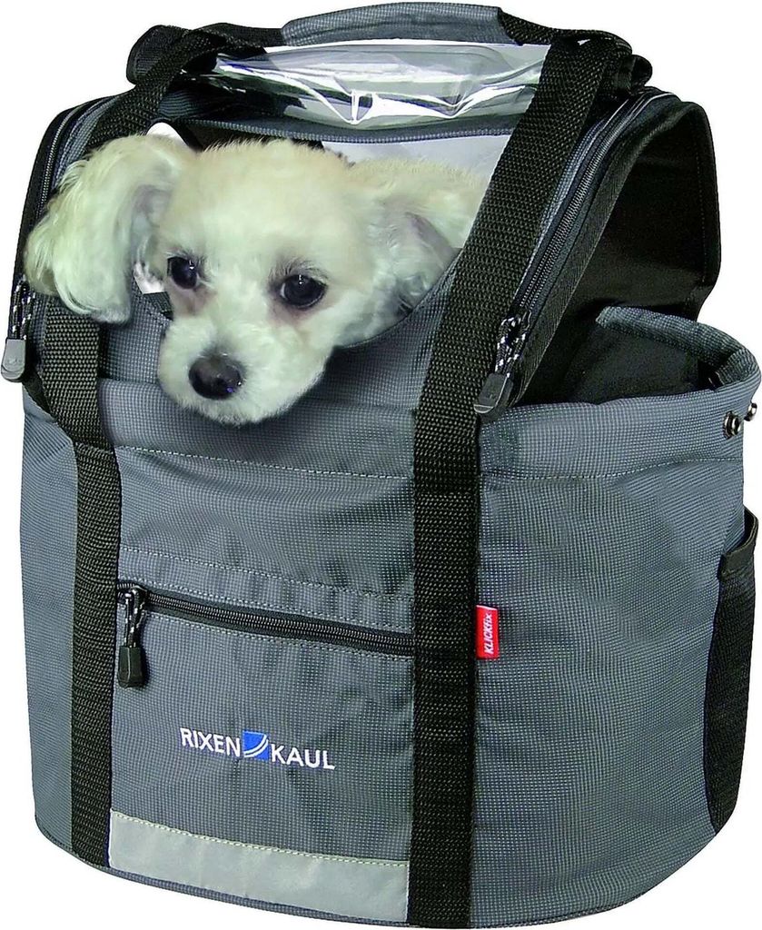 KLICKfix Doggy Shopper, Vorderseite, Fahrradtasche, Grau, Produktbild 