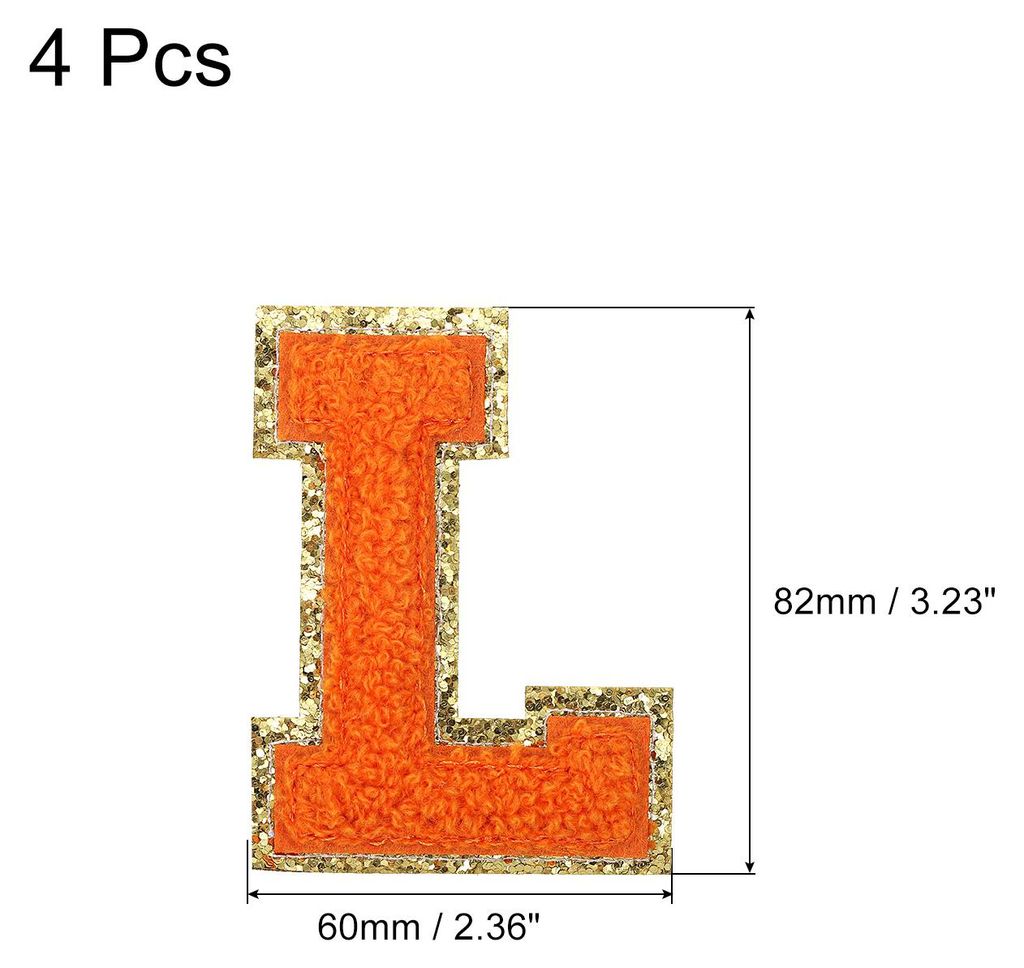 4Stš¹ck Aufbš¹gler Buchstaben Patches Orange L Alphabet Dekorativ Reparatur Bestickte Aufn?her Chenille Alphabet Patches zum Aufbš¹geln fš¹...