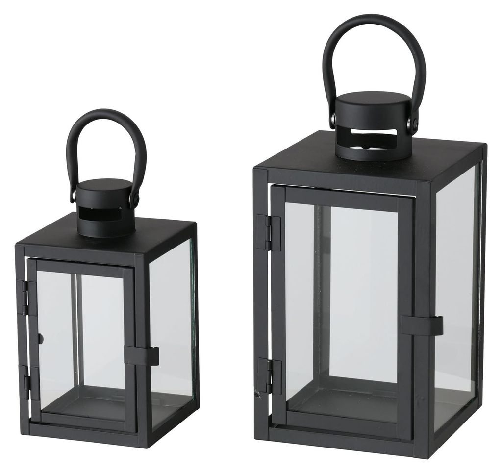 Metalen lantaarns, twee formaten, ARANA, zwart Productafbeelding 
