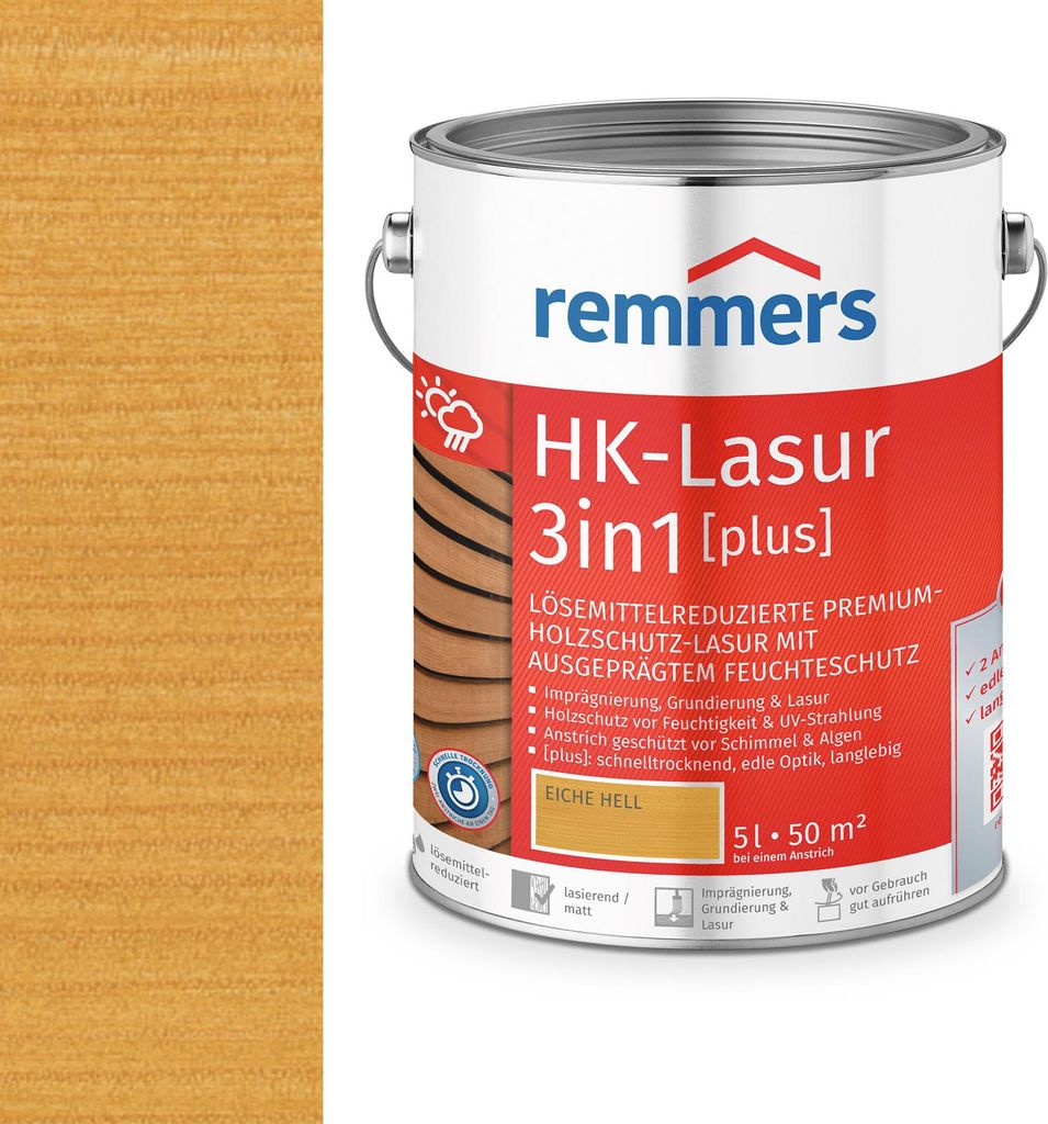 Remmers Aqua HK-Lasur 3in1 eiche hell (RC-365) 5 l, Produktbild 