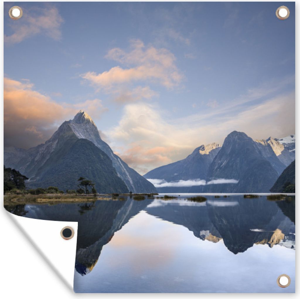 MuchoWow 50x50 cm Outdoor-Poster Gartendeko Sichtschutz Garten Poster für den Garten Berge - Wasser - Neuseeland