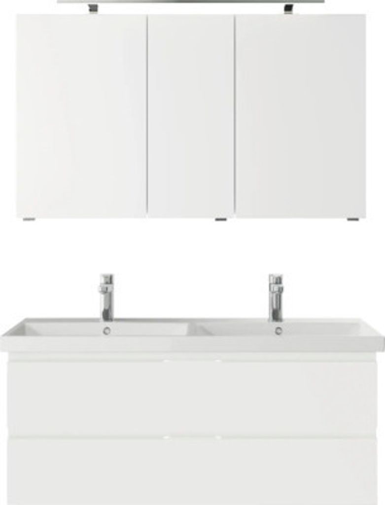 Badmöbelset 3-teilig Pelipal Serie 4035 BxHxT 120 x 200 x 45 cm Frontfarbe weiß mit Waschtisch Keramik weiß und Keramik-