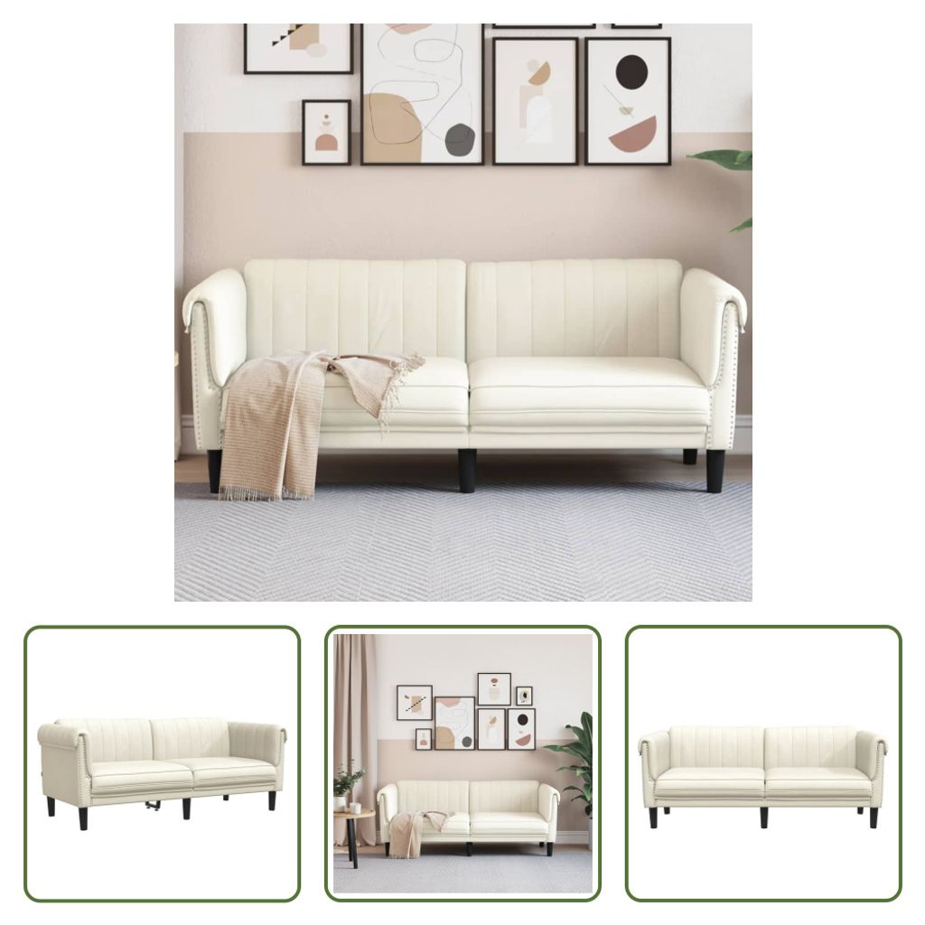 The Living Store Sofa 2-Sitzer Creme Samt