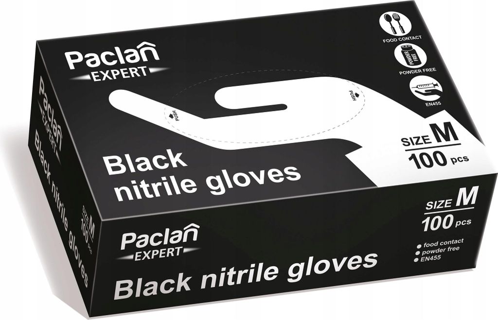 Nitrilové rukavice čierne veľkosť M 100ks PACLAN EXPERT Obrázok produktu 