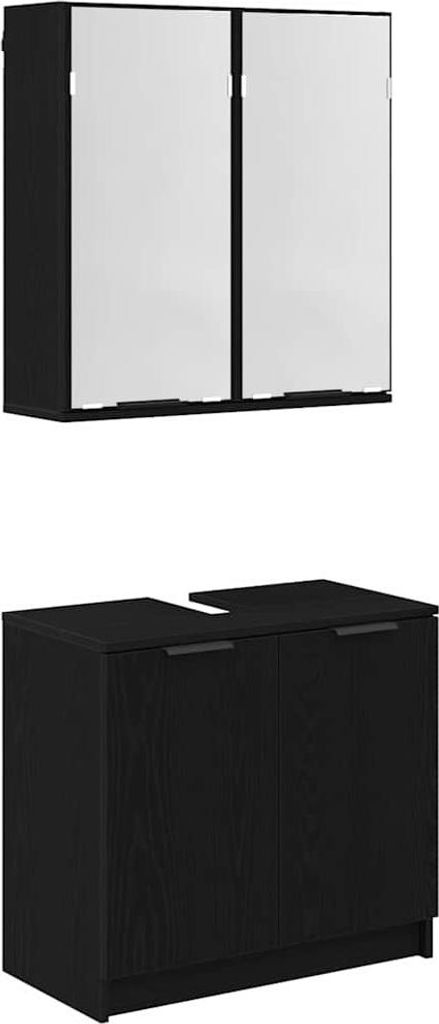 vidaXL Badezimmerschrank-Set 2 Stück Schwarz Eichen-Optik Holzwerkstoff