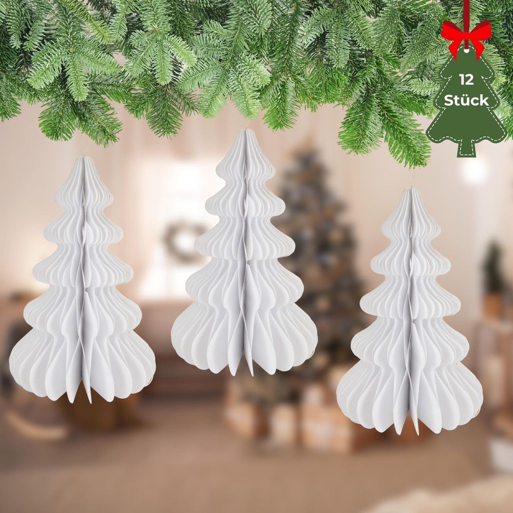 Weihnachtsdeko Tannenbäume zum Aufhängen Rot 12er Set