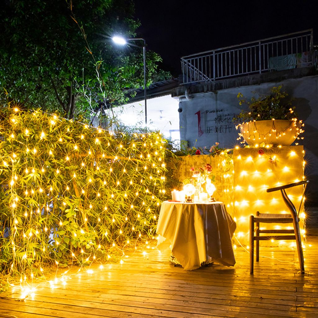 Salcar 204 LED Lichterkett Lichternetz 3x2m Innen Lichtervorhang 8 Modi Lichtervorhang und Memory-Funktion Weihnachtslicht Party Warmweiß