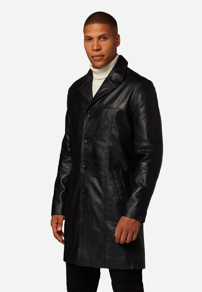 Herren Ledermantel Kurzmantel Gehrock Ricano SAFARI – schwarz / 3XL