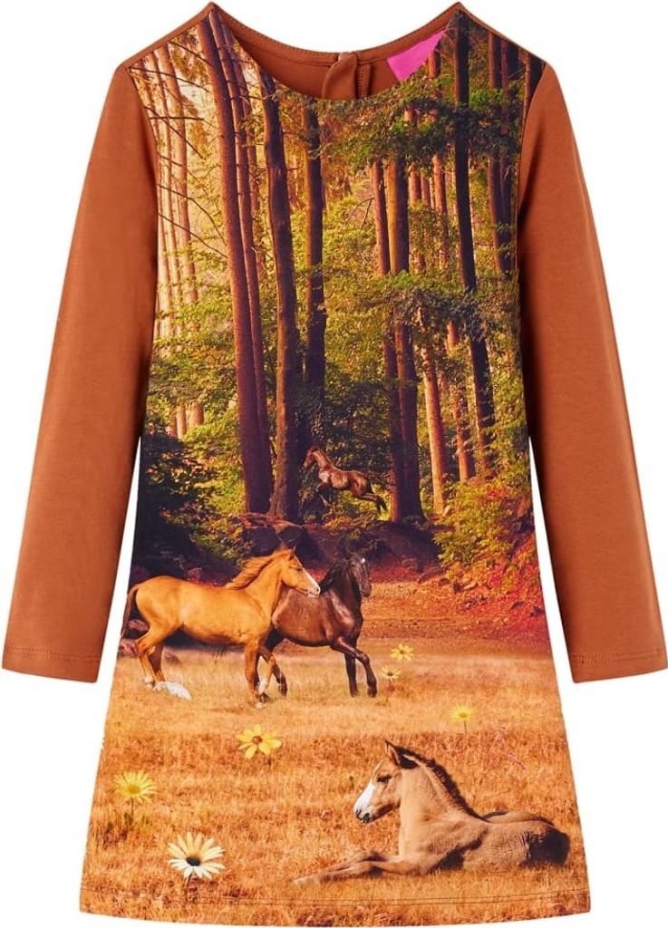 Kinderkleid mit Langen Ärmeln Cognac 116