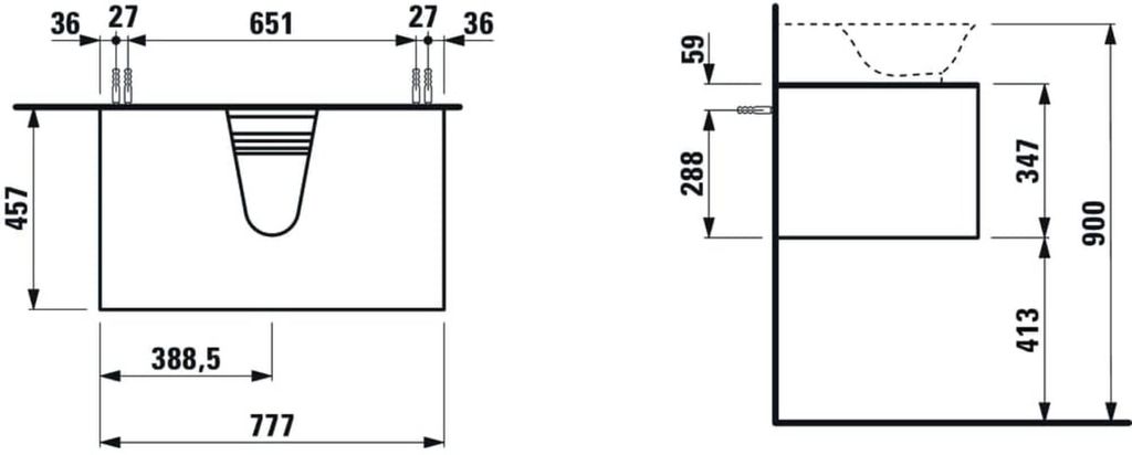 LAUFEN THE NEW CLASSIC Schubladenelement, 1 Schublade, 775x455x345mm, zu Aufsatz-Handwaschbecken H816852, H4060130856281