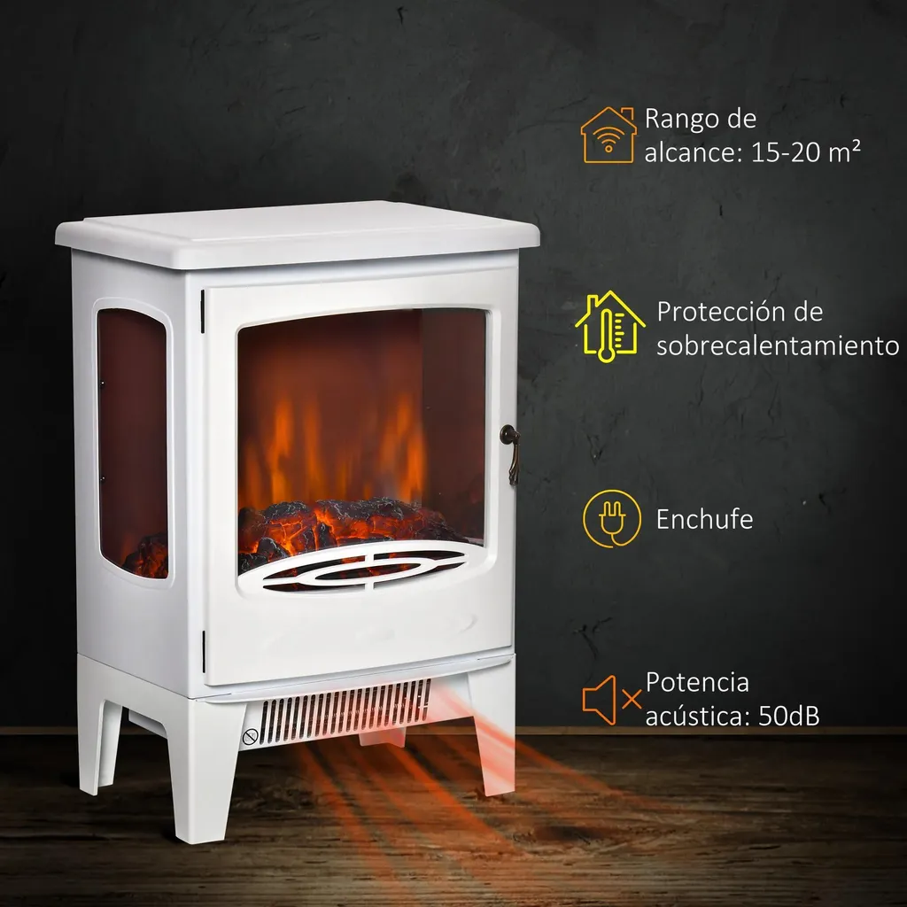 Chauffage Cheminée Électrique Mobile - Effet Feu de Bois et Éclat Réglable - 9