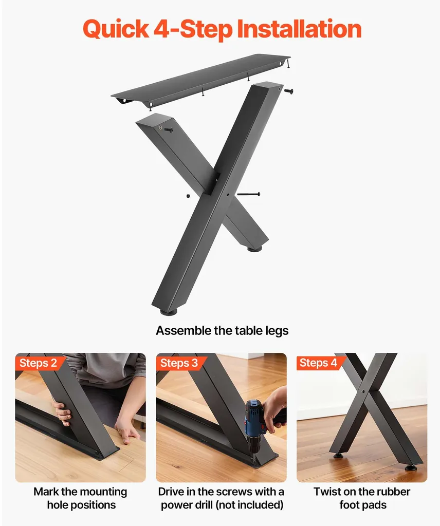 Pieds de Table pour Bureau et Salon Style Industriel en Acier 2 PCS - 6
