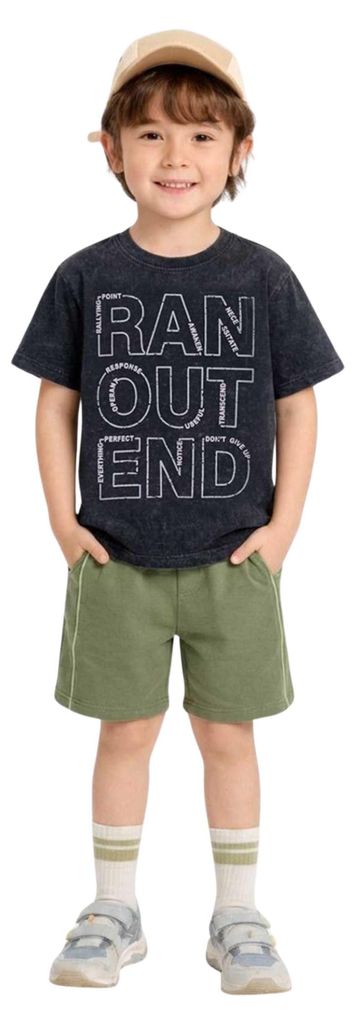 T-Shirt für Jungen - Stone Washed - Dunkelgrün - 100% Baumwolle - Stylisch und bequem Größe 104, Alter 4 Jahre