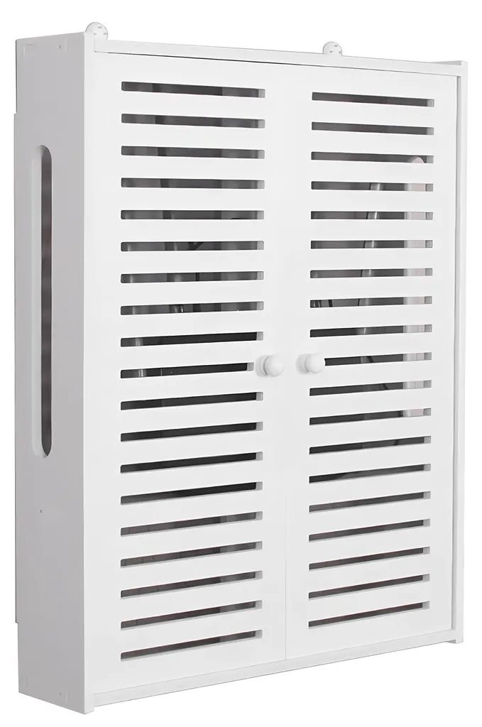 Étagère murale PVC pour routeur Wi-Fi et câbles avec 2 niveaux réglables