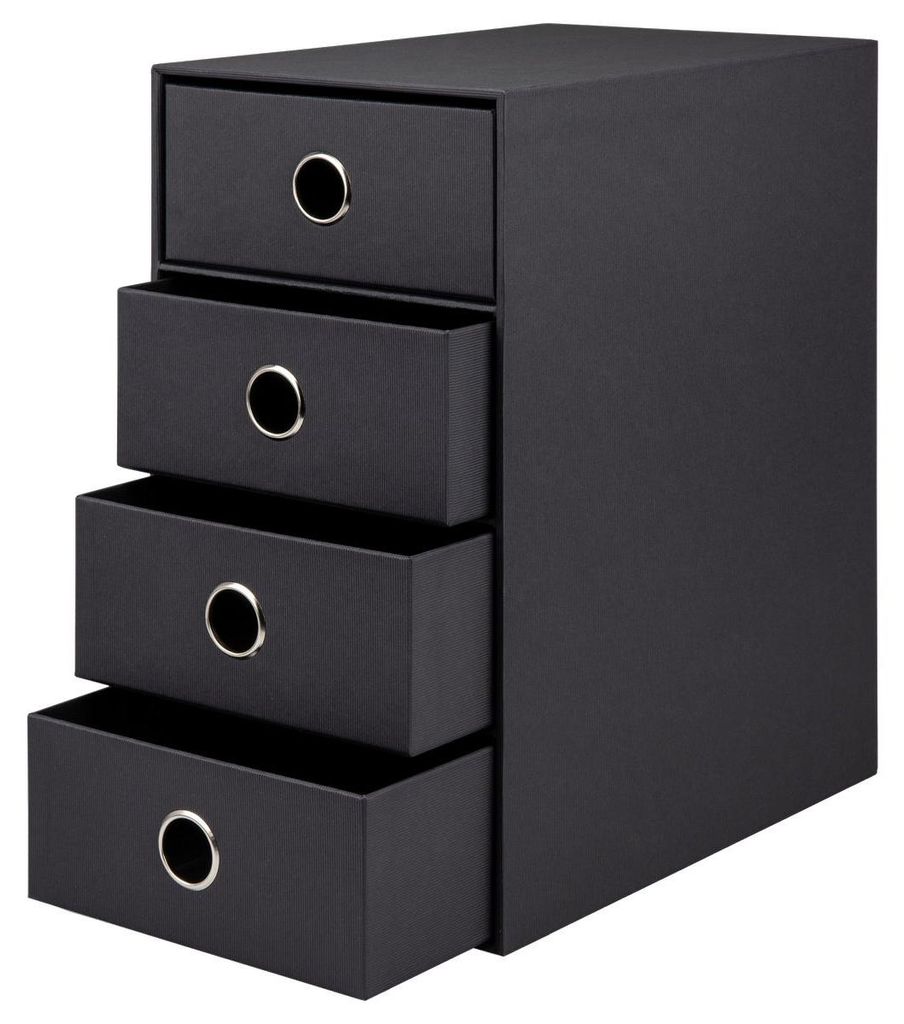 Schubladenbox DIN A5 4er mit Griffloch, Schwarz, 250 x 175 Produktbild 