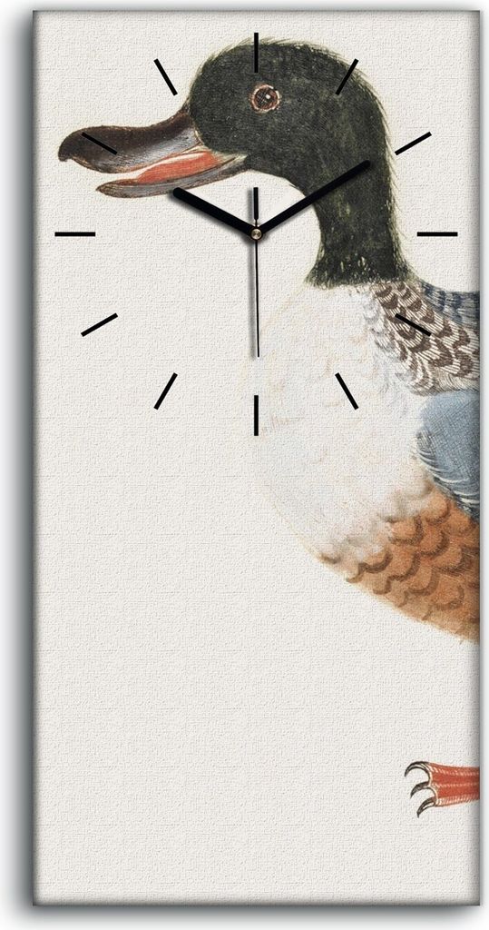 Küchenuhr Bürouhr Leinwand Uhr 30x60 Zeichnung Tier Enten Federn Kunst - schwarze Hände