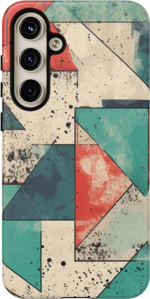 Abstraktes geometrisches Muster in gedeckten Farben – Hülle Kompatibel mit Samsung Galaxy S24 Plus