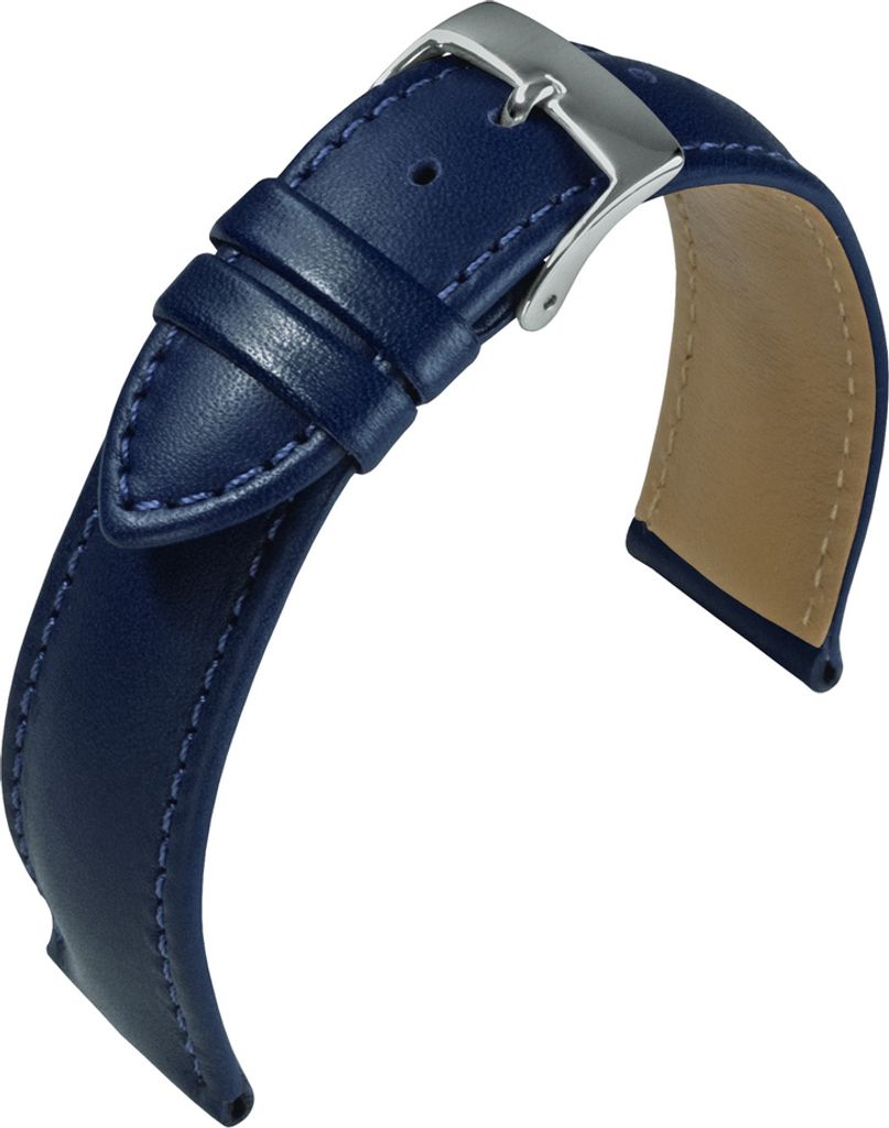 Barington Kalb Resisto Uhrenarmband blau hautfreundlich Leder, Stegbreite:11mm, Schließe:Silbern