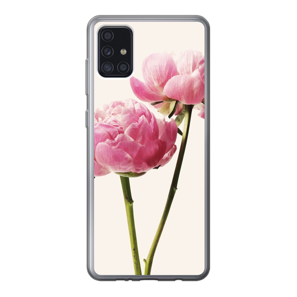 MuchoWow Handyhülle Schutzhülle Hülle für Samsung Galaxy A52 5G Blumen - Blüte - Rosa Silikon Softcase Handy Hülle - Umschlag