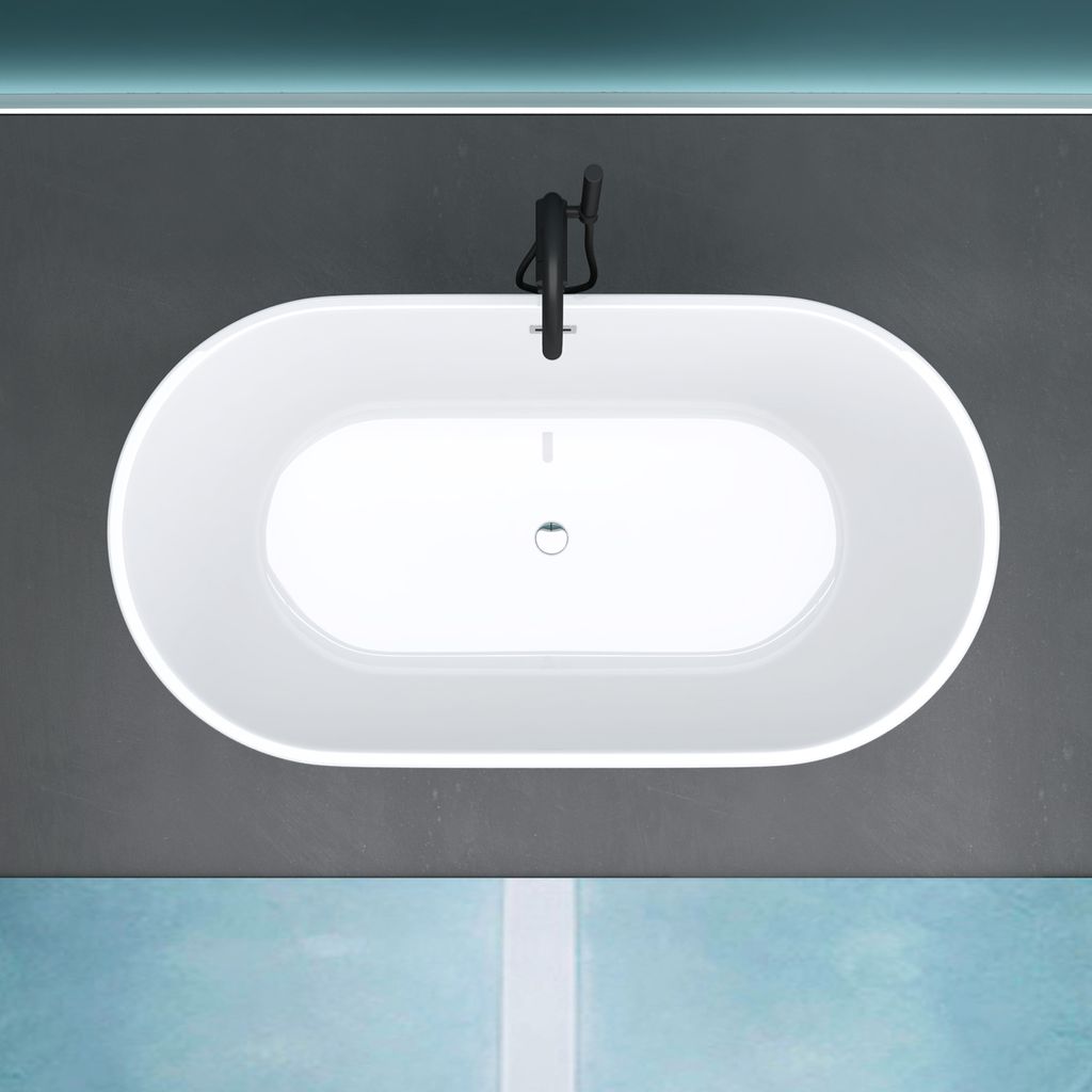 Mai & Mai freistehende Acryl-Badewanne Standbadewanne Weiß Produktbild 3