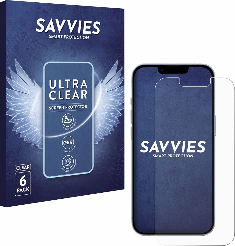 6x Für Apple iPhone 14 Schutzfolie Savvies Displayschutz Display Schutz Folie Klar Transparent
