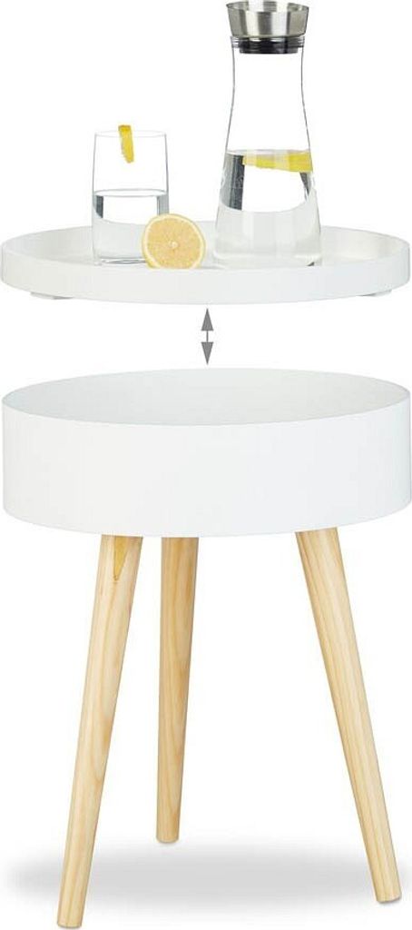 relaxdays Stolik boczny drewniany biały 38,0 x 38,0 x 50,0 Zdjęcie produktu 5