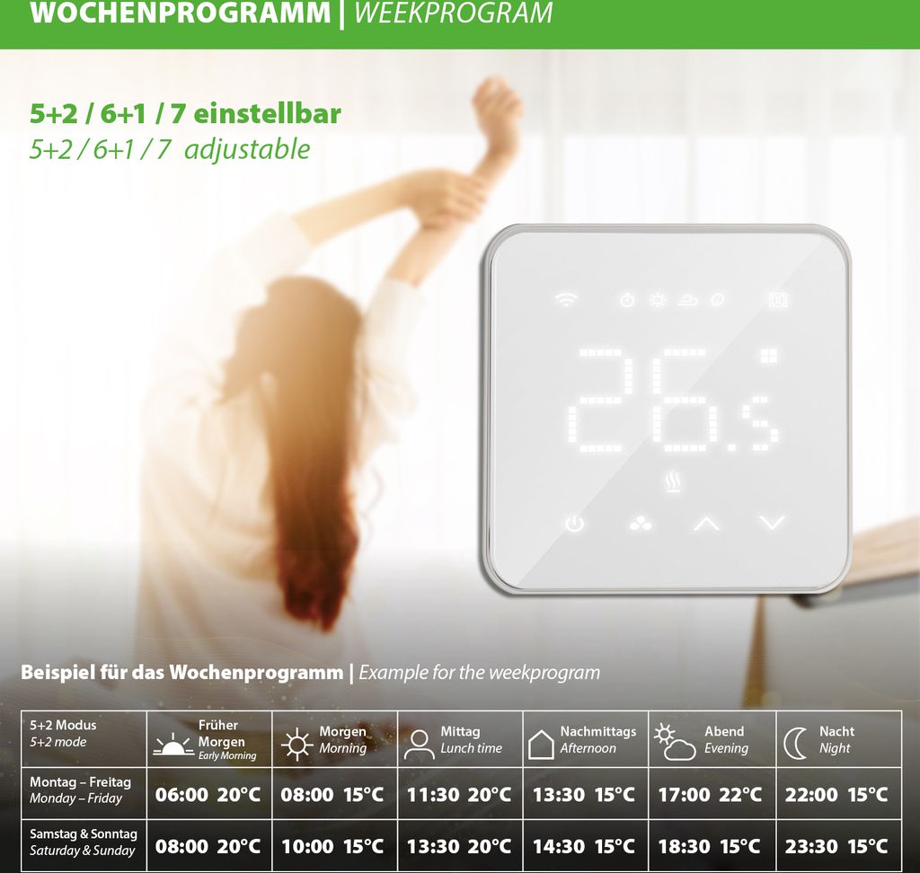 Termostat MTS200 WiFi pre elektrické podlahové vykurovanie, Obrázok produktu 3
