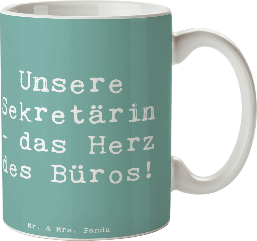 Mr. & Mrs. Panda Tasse Spruch Sekretärin Herz - Meeresbrise - Geschenk, kaffeebecher bedruckt, Dankeschön, Danke, Bedanken, Aufmerksamkeit, des B...