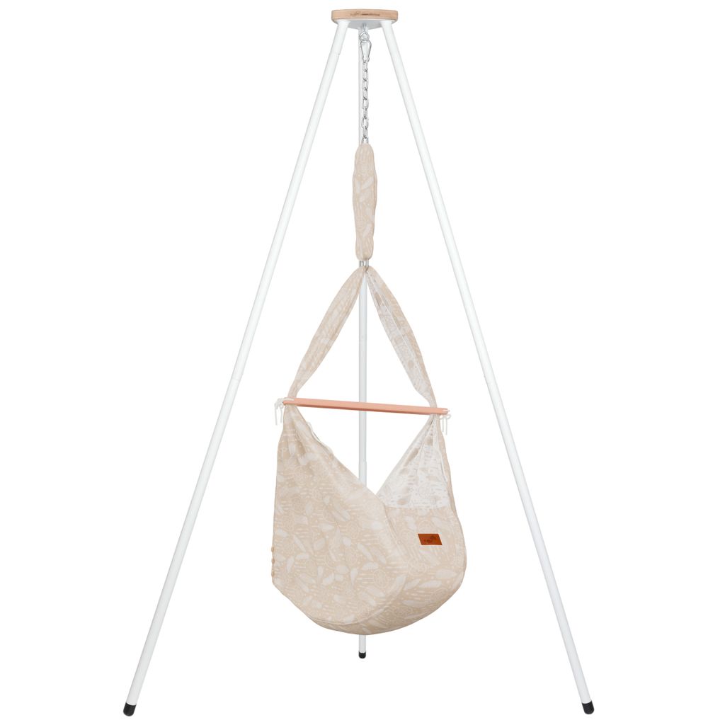 Federwiege mit Tipi Dreamcatcher ButterCup Weiß Schafwolle