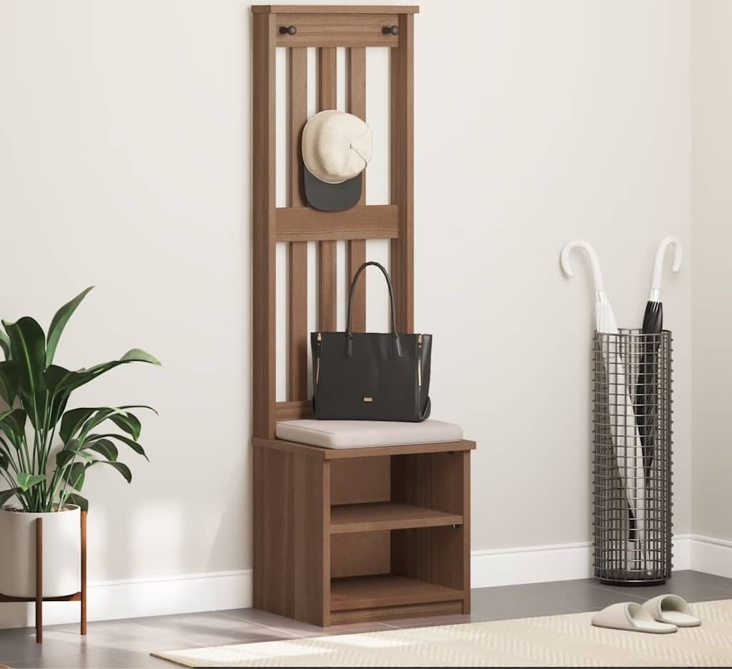Möbel Sitzbänke - Braun - CLORIS Garderobenständer SANDNES 45x40x159,5 cm Massivholz Kiefer,12.78 Kg - 527694